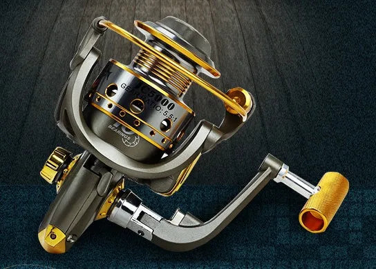 10-axis metal head spinning reel with folding rocker arm and aluminium handle
