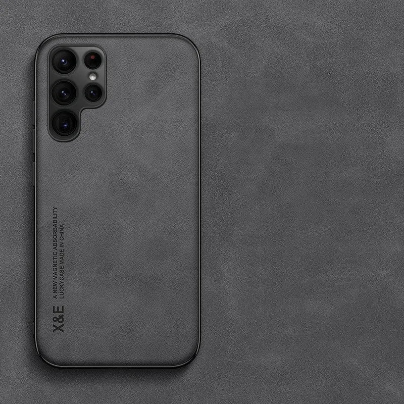 Sheep bark full cover mirror phone case for Samsung, PC and leather back cover in black, silver grey, green or blue.