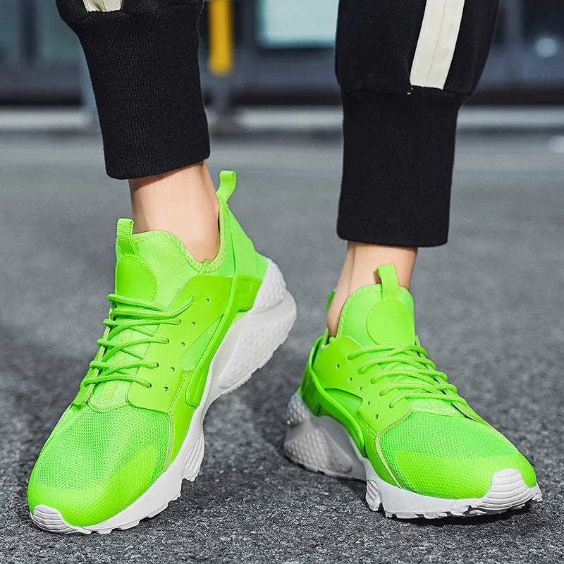 Men's mesh low top casual shoes with cross shoulder straps in fluorescent colours