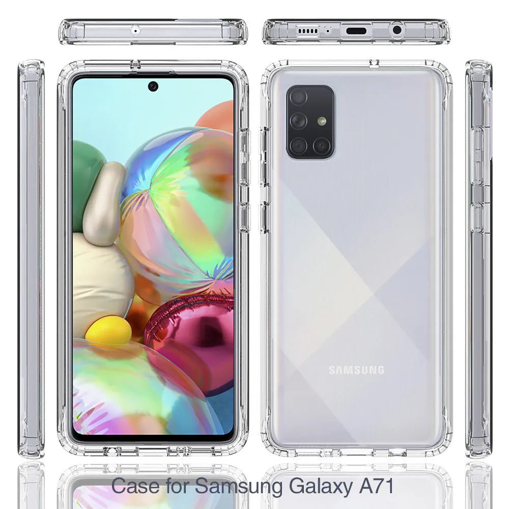Transparent anti-drop phone case for Samsung Galaxy devices showing clear construction