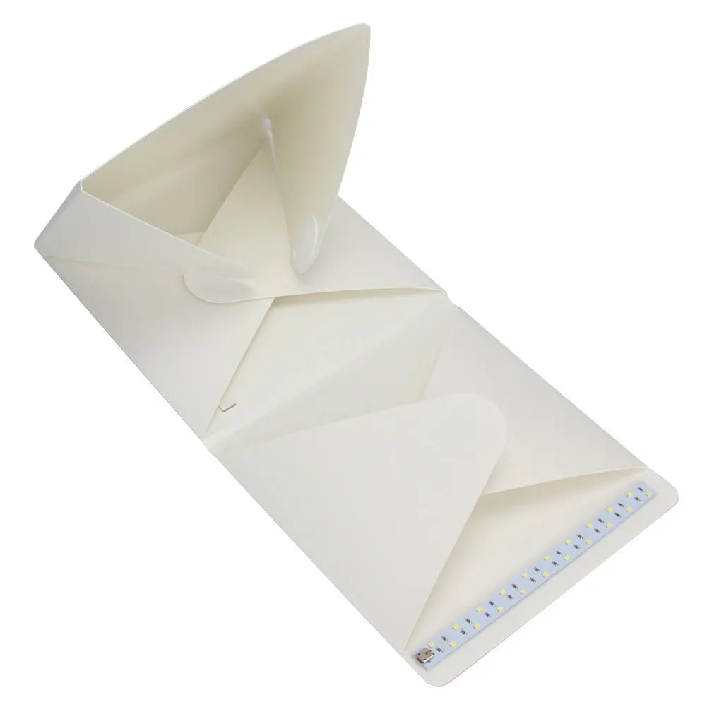 Portable LED mini photo-taking studio light box softbox in white plastic, 22.6x23x24 cm, with built-in LEDs