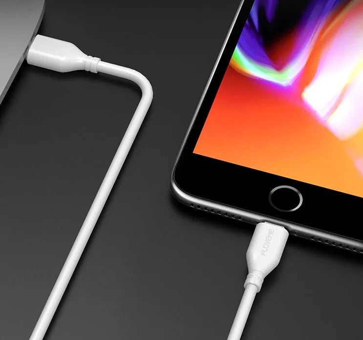 White USB-C to Lightning cable for iPhone charging and data transfer