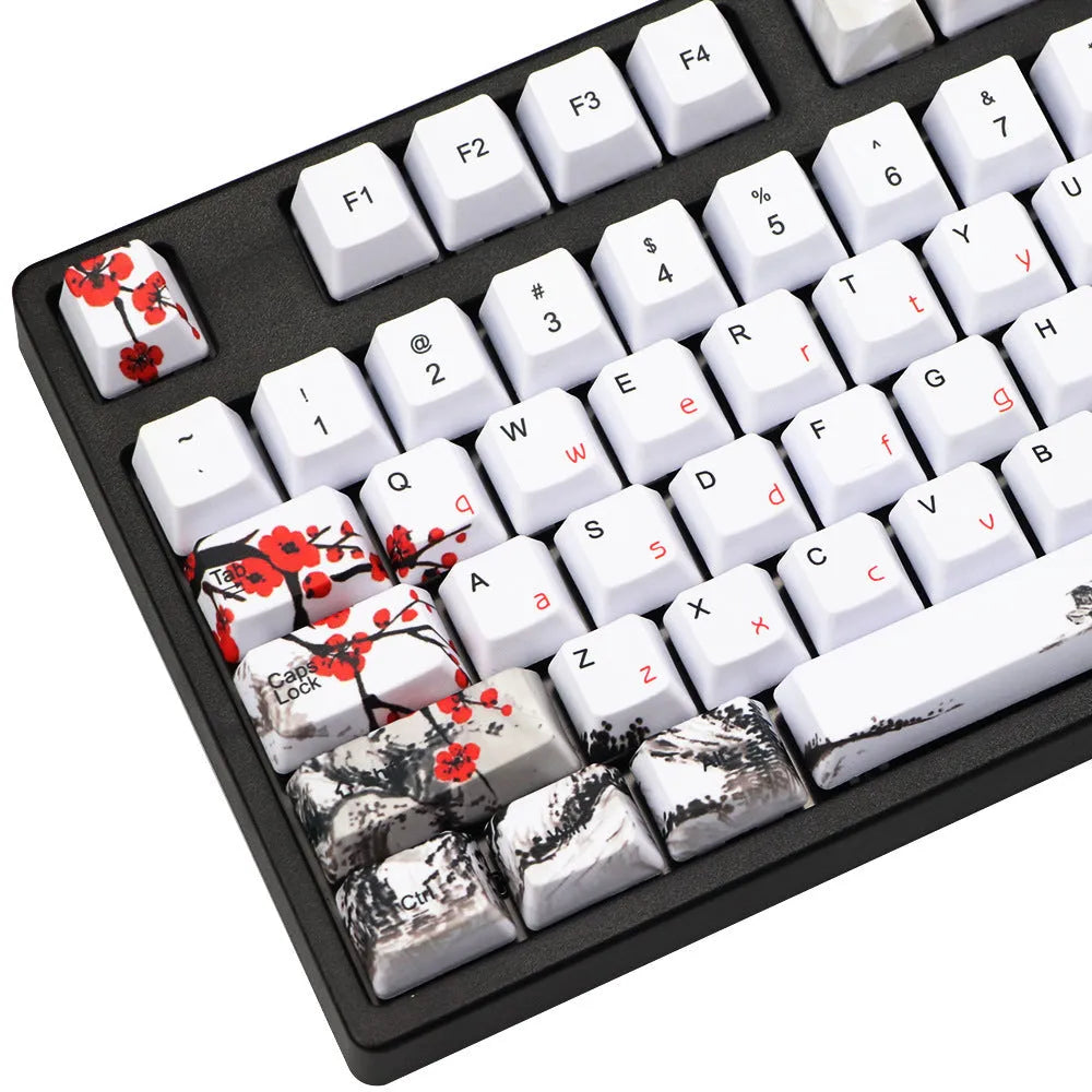 PBT Wangjiang Plum blossom design 109 key keycap set for mechanical keyboards