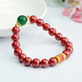 Emperor sandstone cinnabar bracelet with six-word motto engraving showing electroplated finish