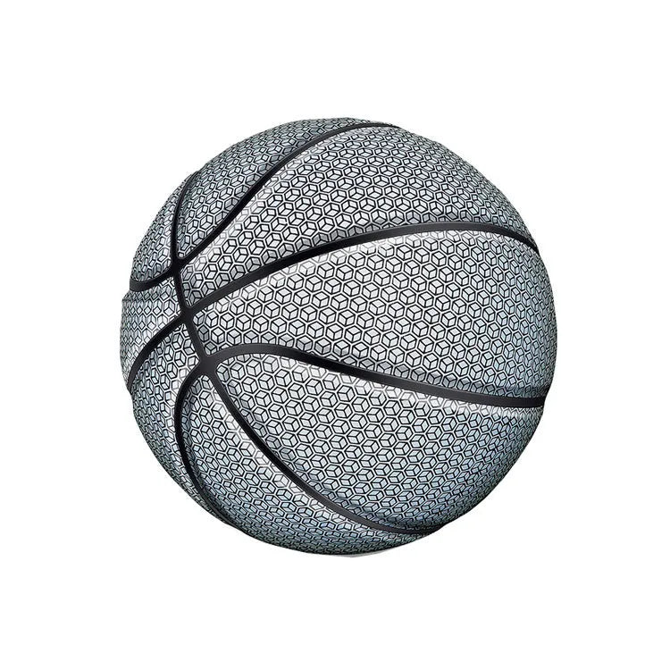 Glowing fluorescent basketball number 7 size with wear-resistant PU soft leather surface