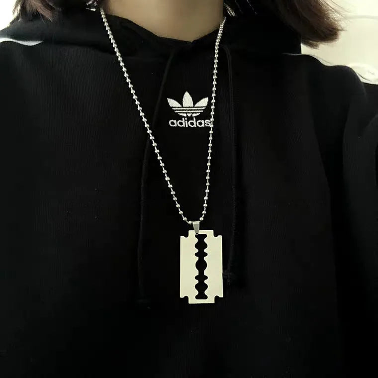 Layered Chains Punk Necklace with Blade and Two Piece Styles in Alloy and Titanium Steel Electroplated Finish Picture Colour European and American Style