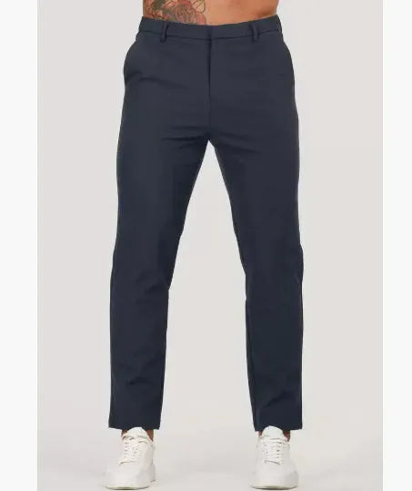 Men's solid colour casual suit trousers in black, business all-match polyester blend design