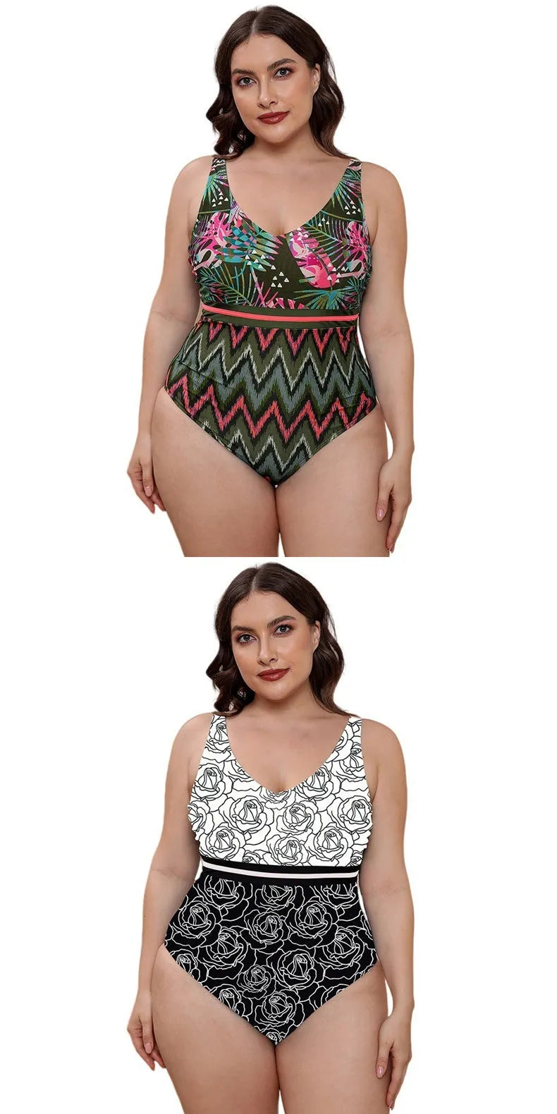 Women's blue printed one-piece swimsuit with spaghetti straps on a mannequin.