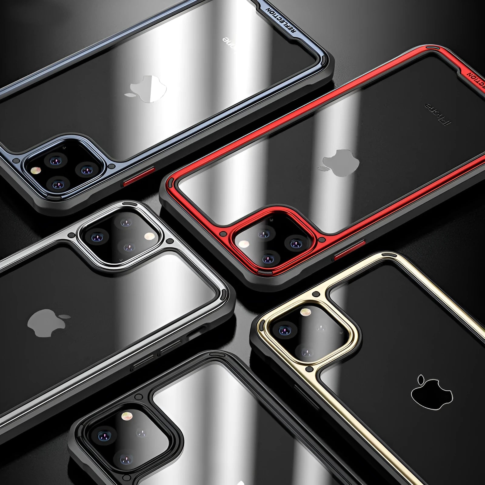 Transparent PU and TPU mobile phone case for iPhone 11 on a table