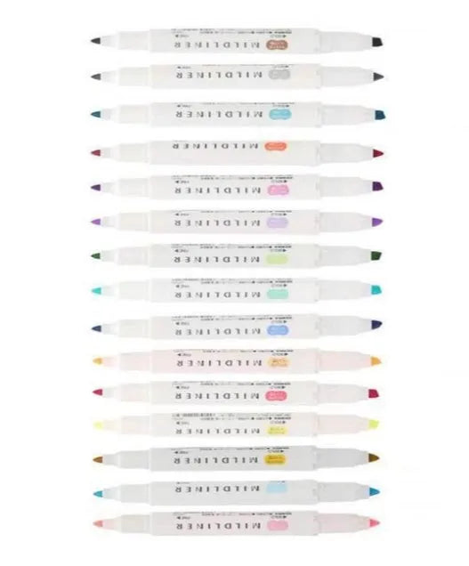 Zebra Mildliner double-sided highlighters, 5-pen set with water-based ink and chisel and bullet tips