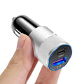 Aluminium alloy mobile phone car charger showing compact 2.5x6cm design