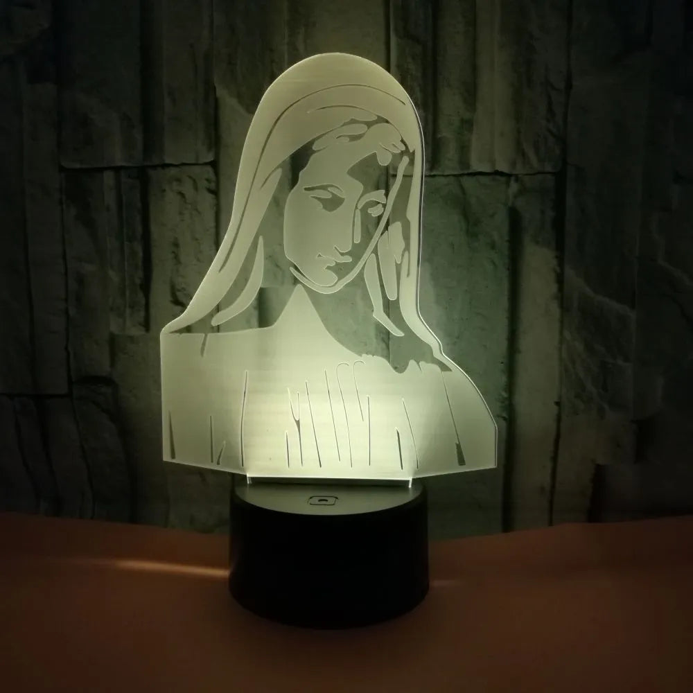 3D LED night light showing laser-engraved acrylic creating stereoscopic dual ring patterns