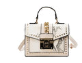 Women's alligator-textured PU shoulder bag in beige, 21cm length, compact size for essentials