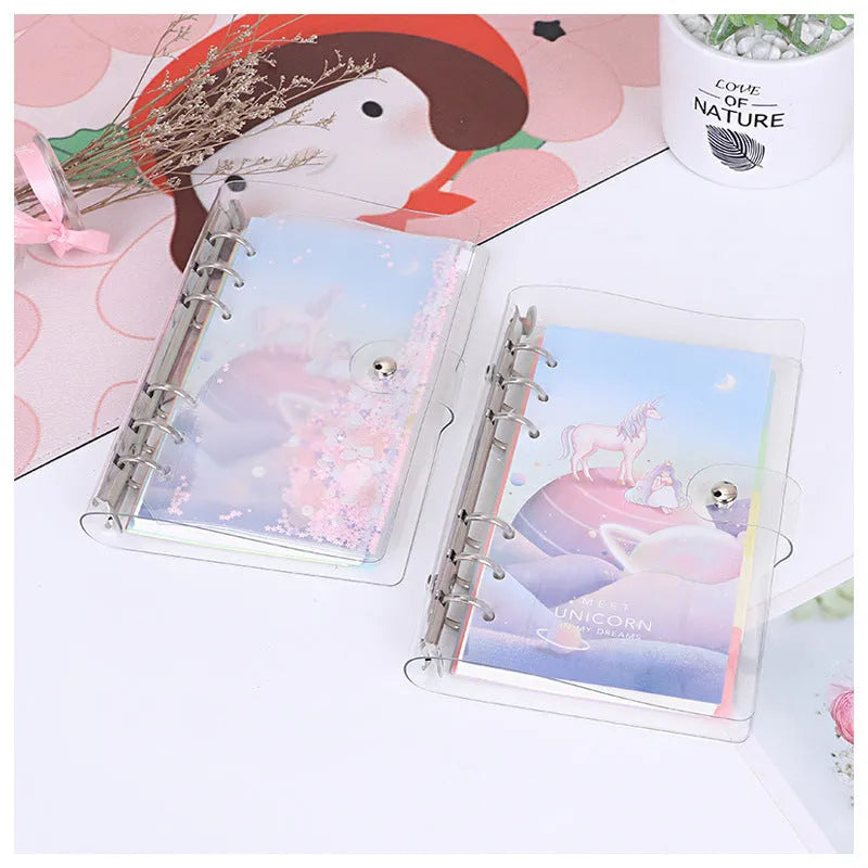 PVC metal binder shell in Alice Castle colour with loose leaf binding and pull side pocket