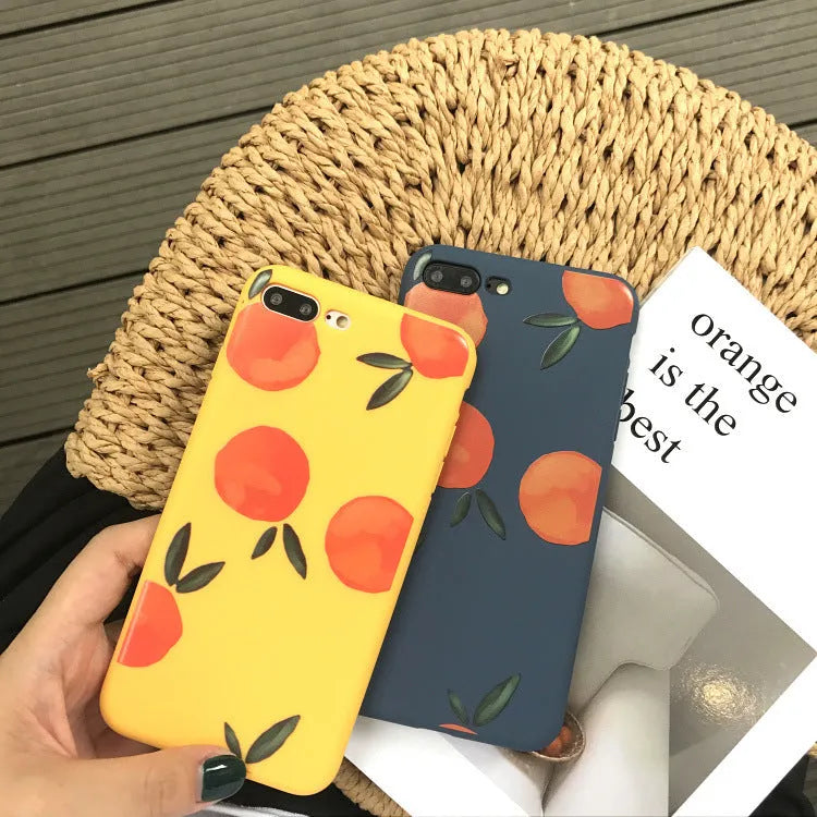 Orange matte finish TPU silicone soft shell case for iPhone, showing full wrap-around design.