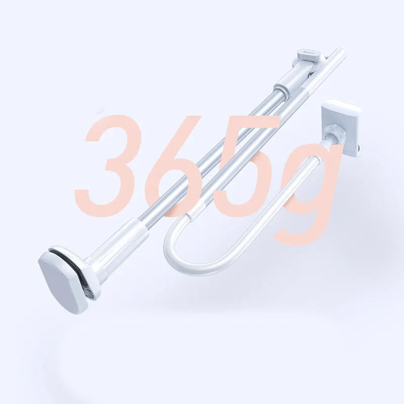 Lazy phone holder in black or white with aluminium alloy clamp 64-90mm and 90mm base clip for table or bed head