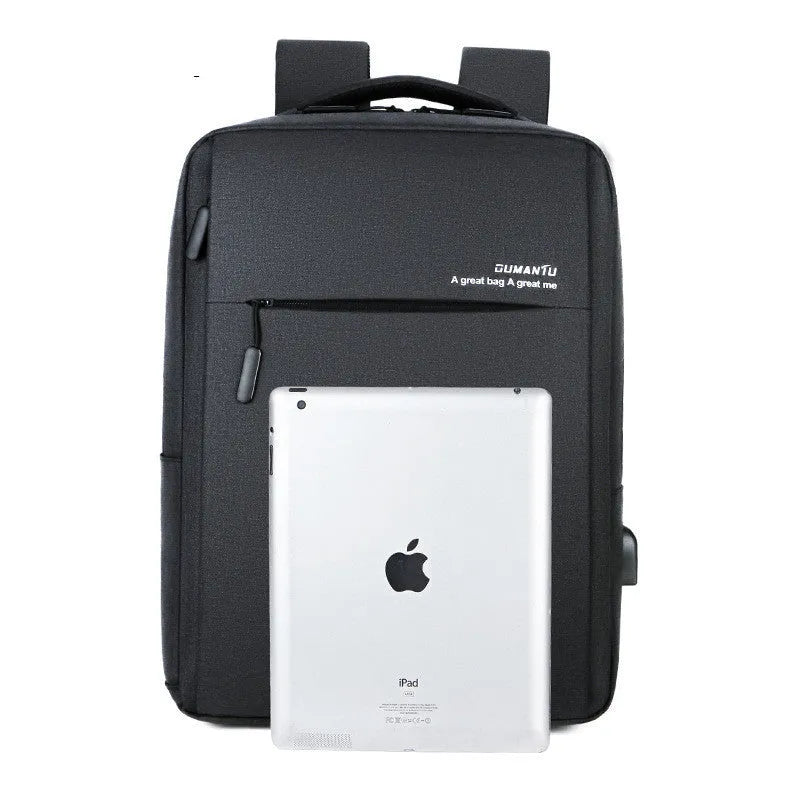 Medium 20-35L cotton cloth business backpack with computer pocket in Black or Grey, model 9002A
