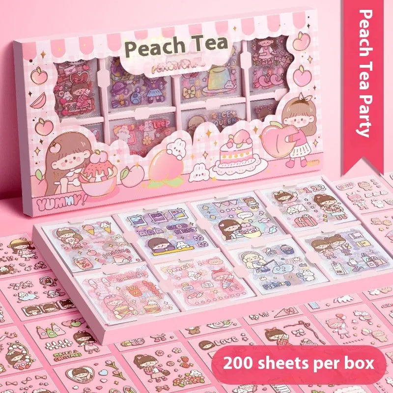 Pack of colourful printed card stickers for children's notebooks with five different design themes.