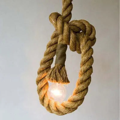 Braided hemp rope chandelier, 3m single head, 220V retro ceiling light for living room, bedroom, restaurant