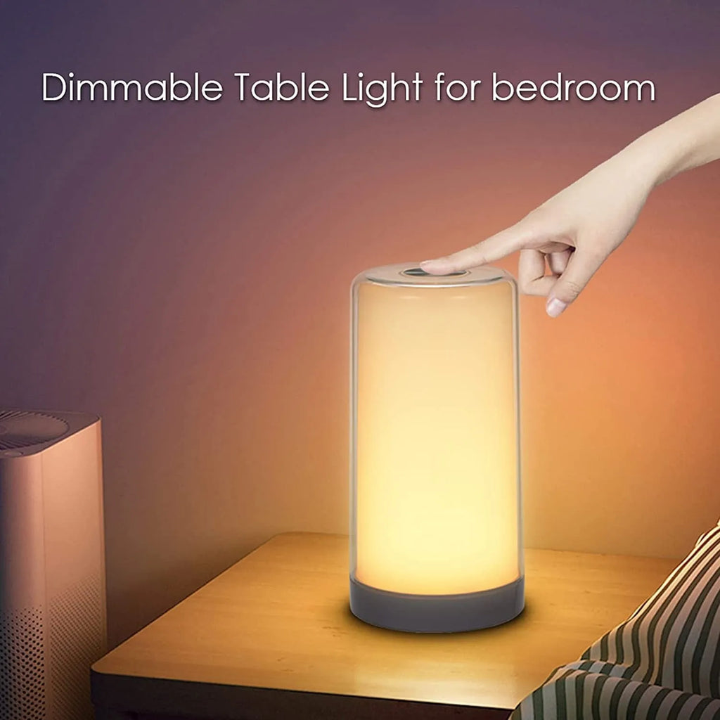 Smart touch sensing LED table lamp with acrylic lampshade, compact 125mm square base, USB powered, modern simple style