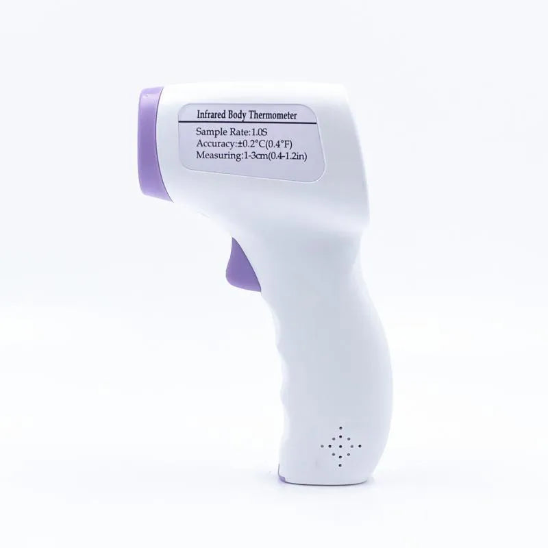 White digital thermometer with non-contact infrared sensor and LED display for temperature measurement