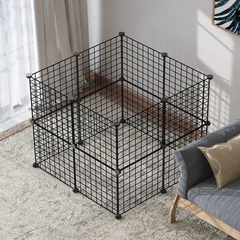 11-piece small dog indoor fence cage with door and modular iron wire panels in white