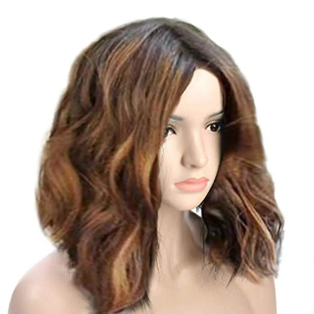 Short curly wig for women, 40cm, centre bangs, natural style, high temperature silk, heat-dyeable, model WIG-179