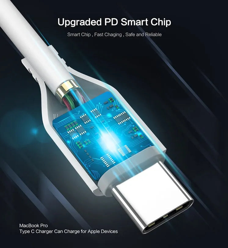 White USB-C to Lightning cable for iPhone charging and data transfer