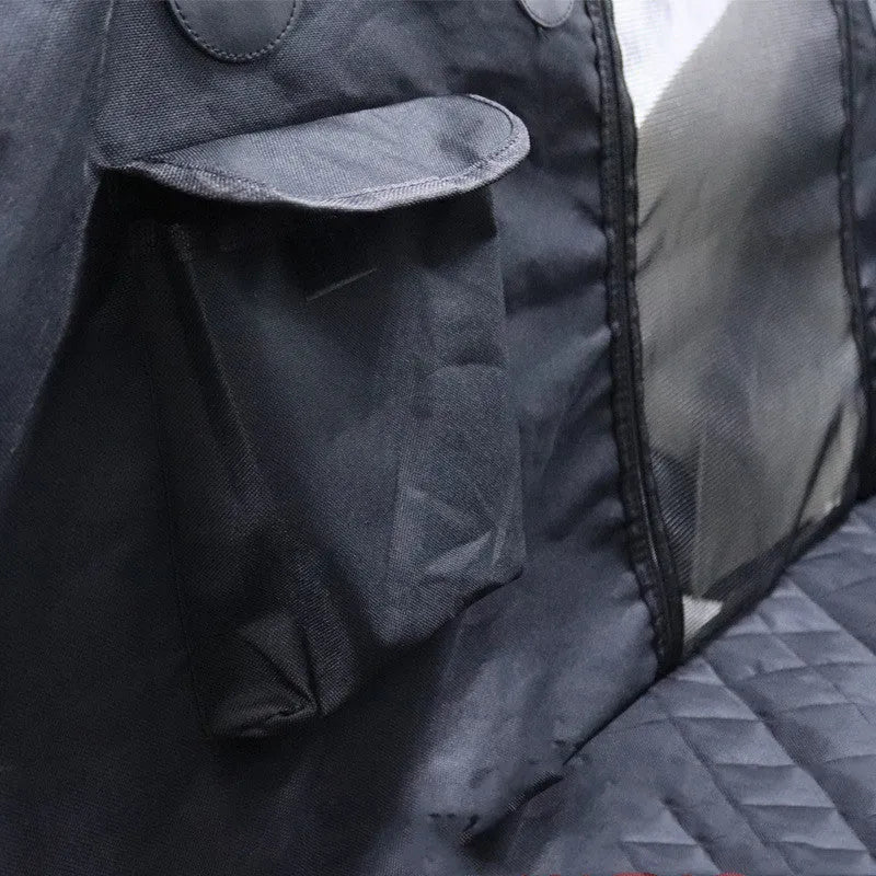 Black car dog mat with isolation net and pocket on rear seat, 137x147cm, 600D Oxford cloth