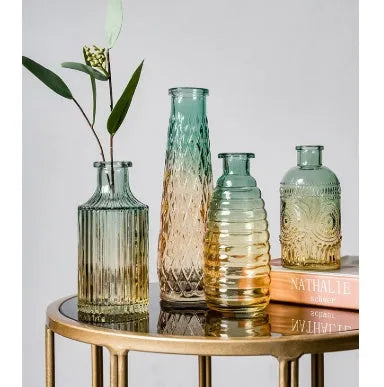 Electroplating colourful glass vase with bright gloss finish and thicker stable base, size 6.3x13cm