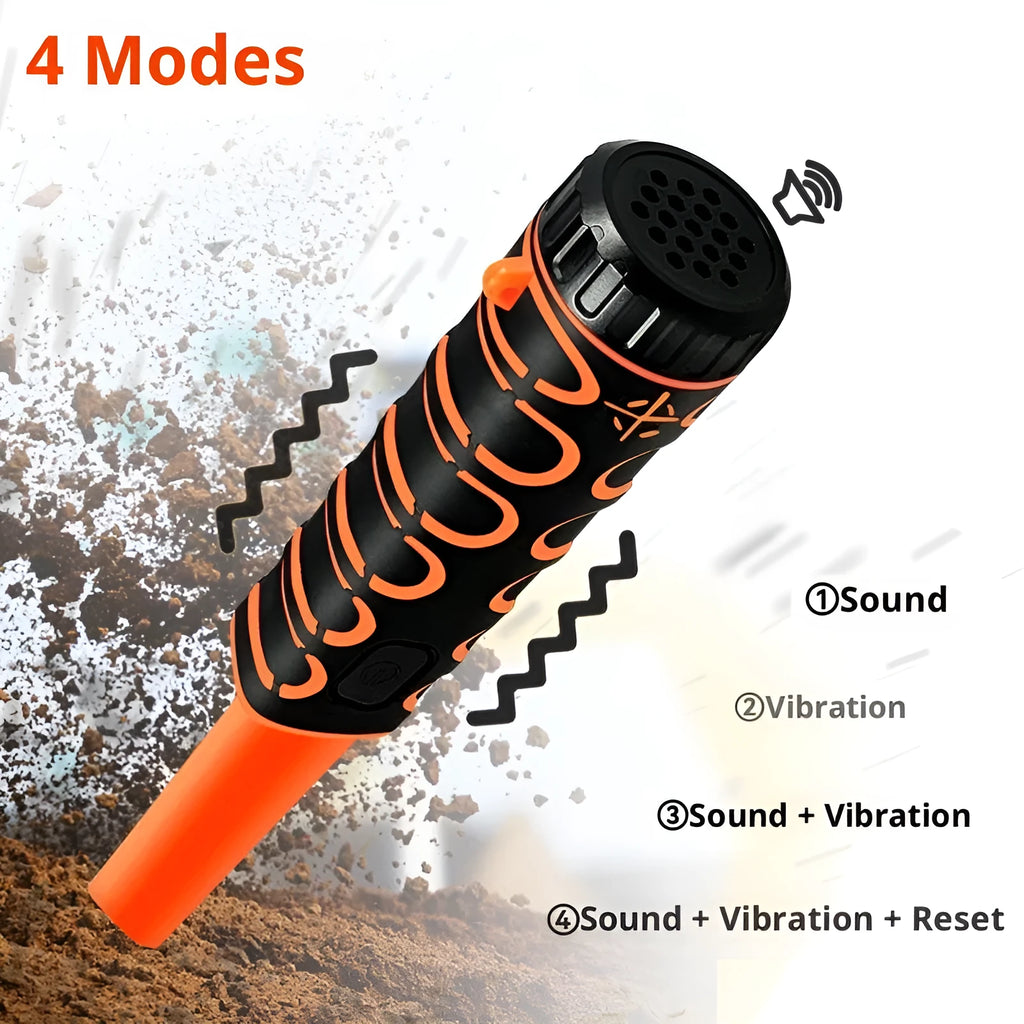 Fully waterproof outdoor treasure hunting metal detector with leather case and telescopic hanging wire