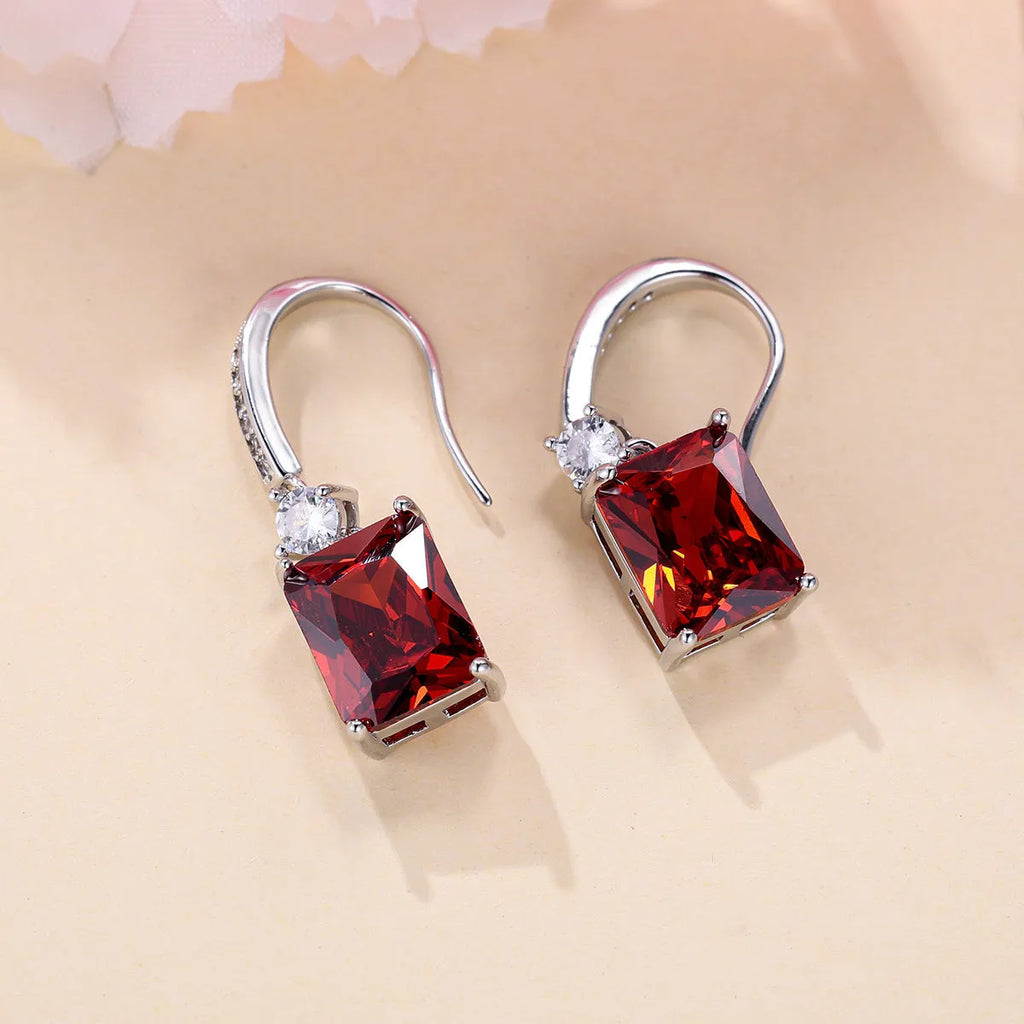 Micro inlaid zircon square diamond ear studs, geometric copper cubic zirconia earrings for women, multiple colour options