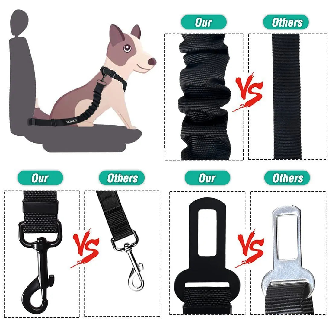 Nylon pet seat belt dog hand holding rope 85 cm in black, orange, pink, red, purple, dark blue, light blue, gray, rose red