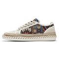 Men's black and beige cloth casual summer shoes with round toe design