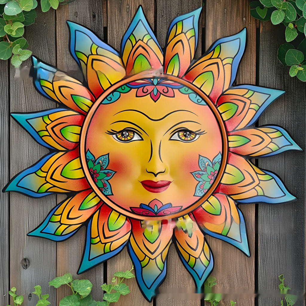 35 cm iron sun face wall hanging decorative craft in colour matching options for indoor living room garden decoration