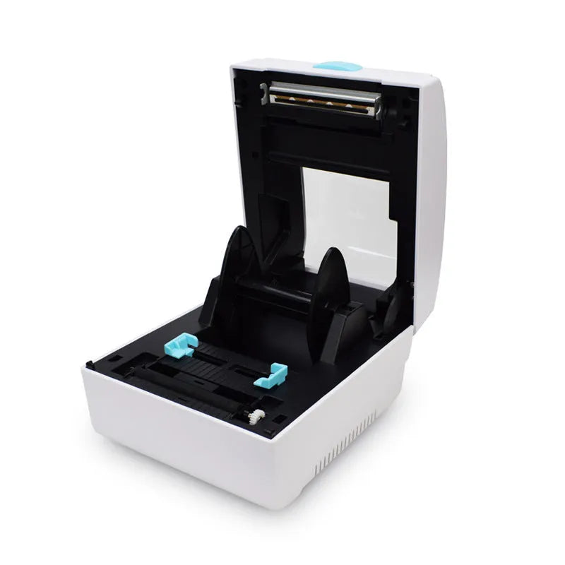 White Bluetooth thermal label printer for express shipping with USB and wireless connectivity