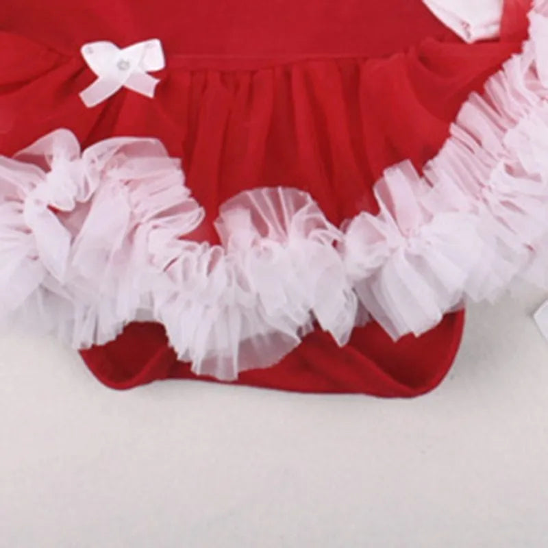 Four-piece newborn baby clothing set with cotton romper, headband, socks and shoes for Christmas gift