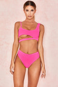 Solid colour ladies nylon swimwear with chest pad available in black
