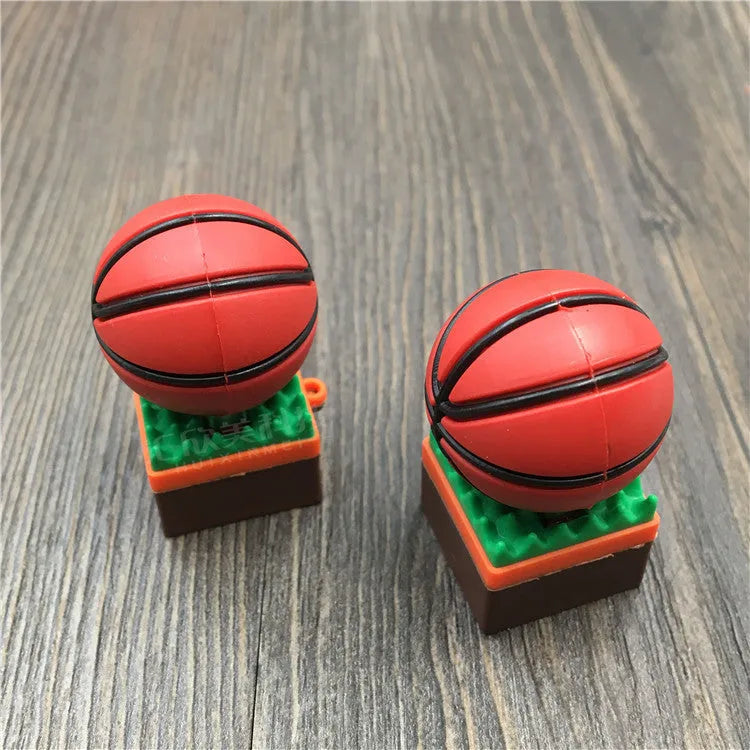 Creative cartoon basketball U disk round USB 2.0 flash drive with PVC shell and multiple capacity options
