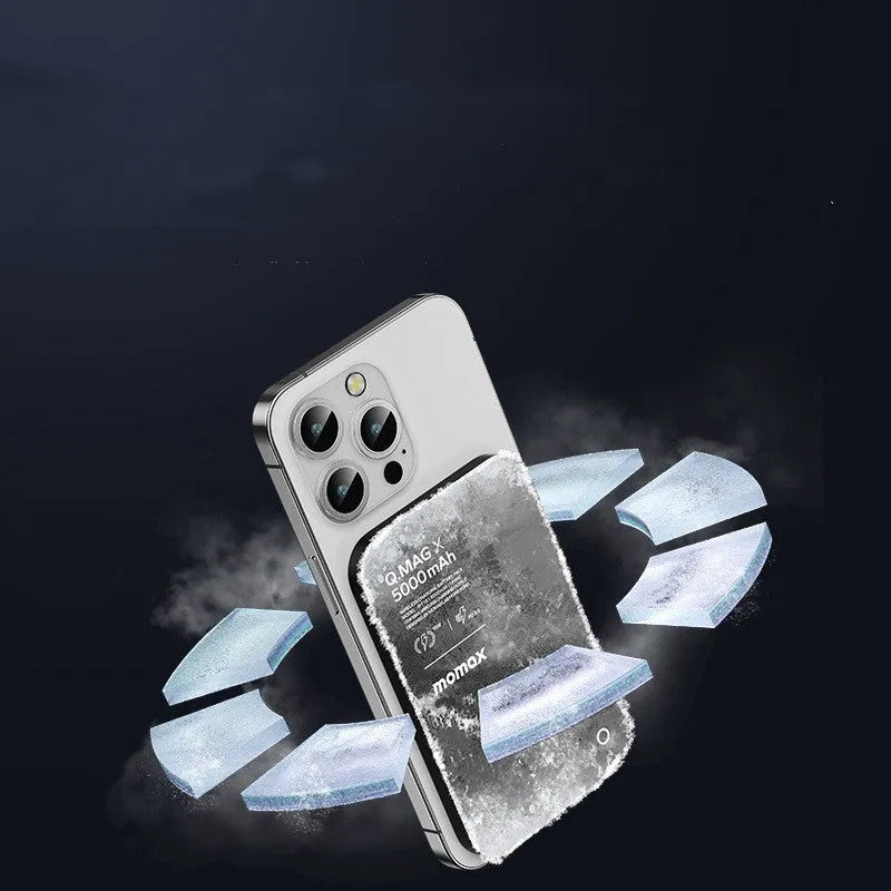 Magnetic wireless alloy power bank in titanium or black colour with creative design