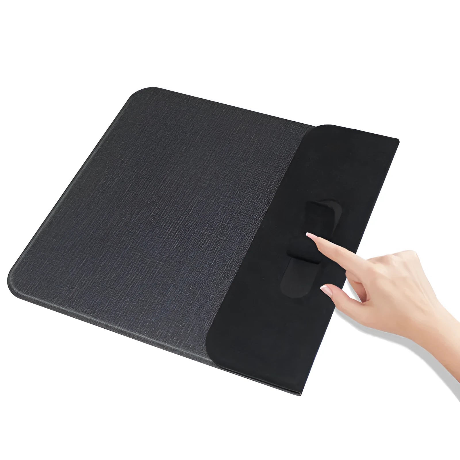 Foldable cloth wireless phone charging pad showing 10W fast charging for Qi devices
