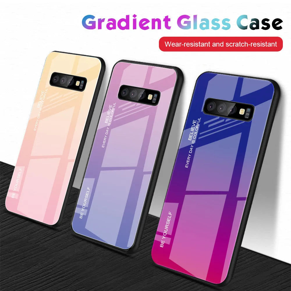 Gradient solid colour glass back phone case for Samsung S20 Ultra with TPU frame