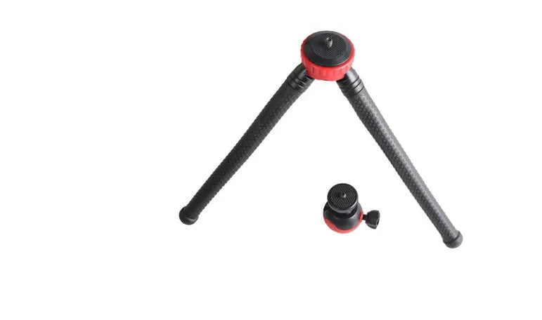Black flexible octopus leg tripod with spherical gimbal head extended to 30cm.