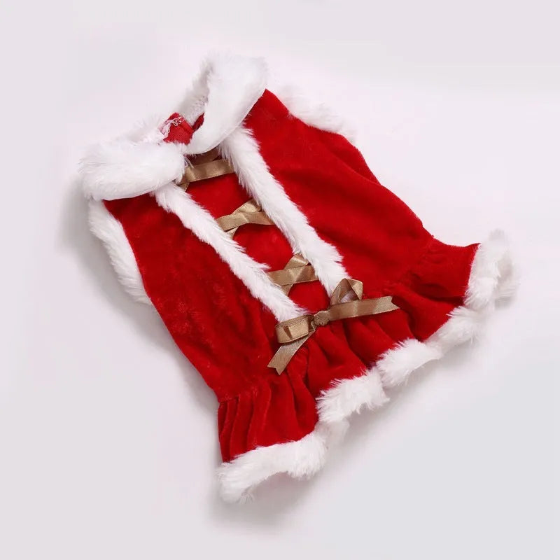 Red polyester pet clothes for Teddy and Bichon, transformation style, unisex, sizes XS to L