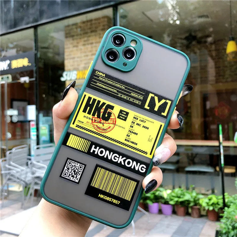 Boarding pass silicone phone case in Japanese Korean style skin feel finish army green colour for iPhone