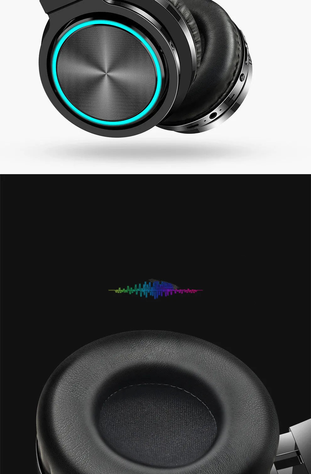 B12 wireless folding headset in black, black and red, or white and grey colour options.
