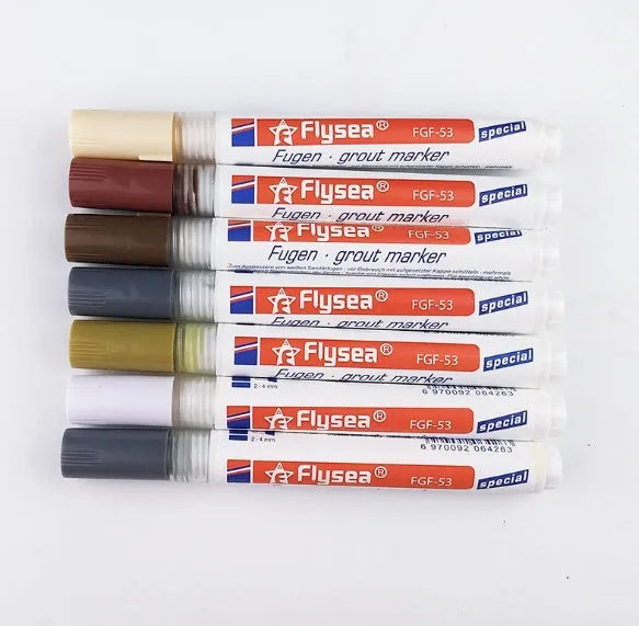Tile gap grout coating marker pen for ceramic floor and wall tile crevice repair, available in six colours