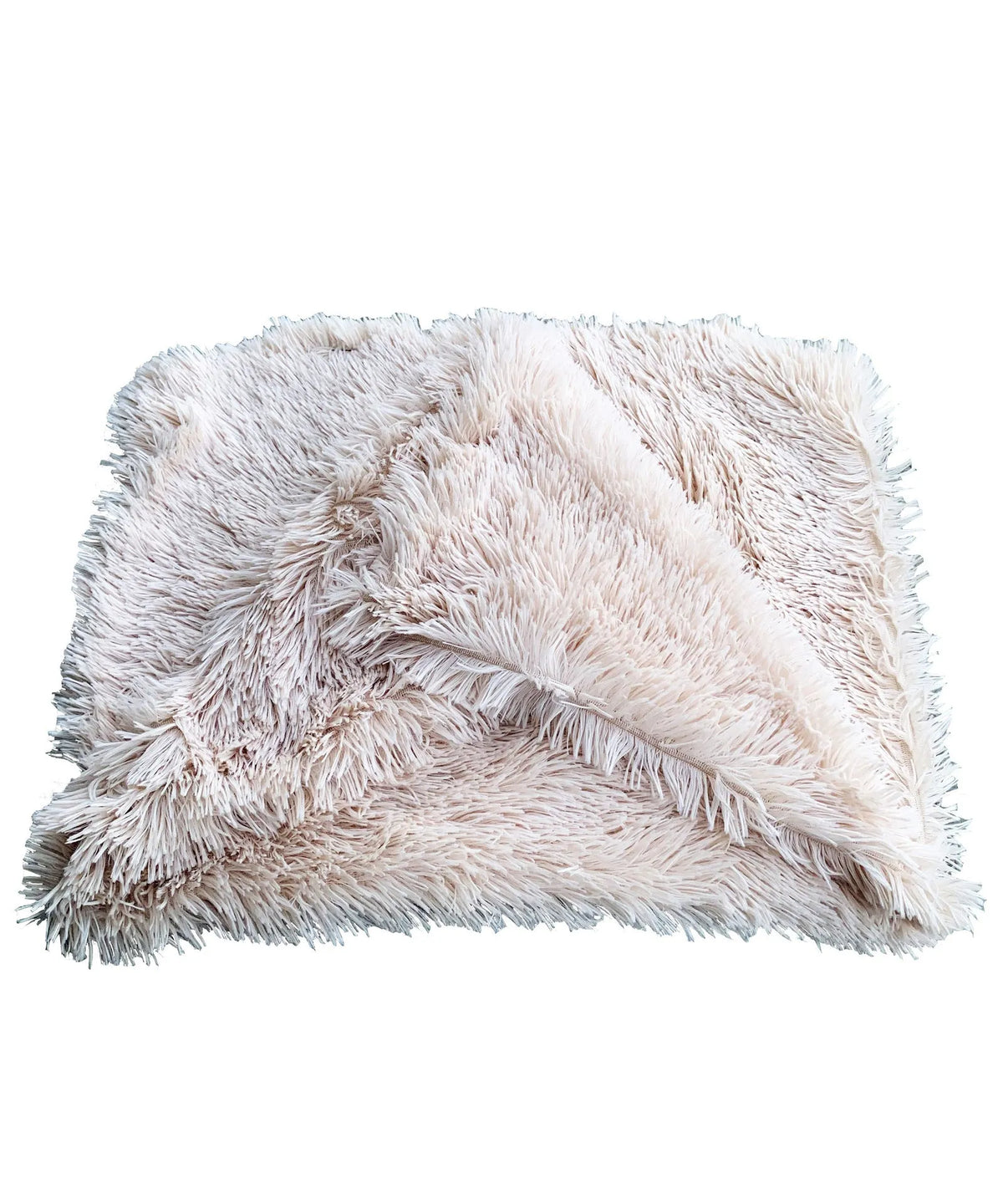 Plush pet mat double pet blanket in beige with a resting dog, showing the soft texture and size