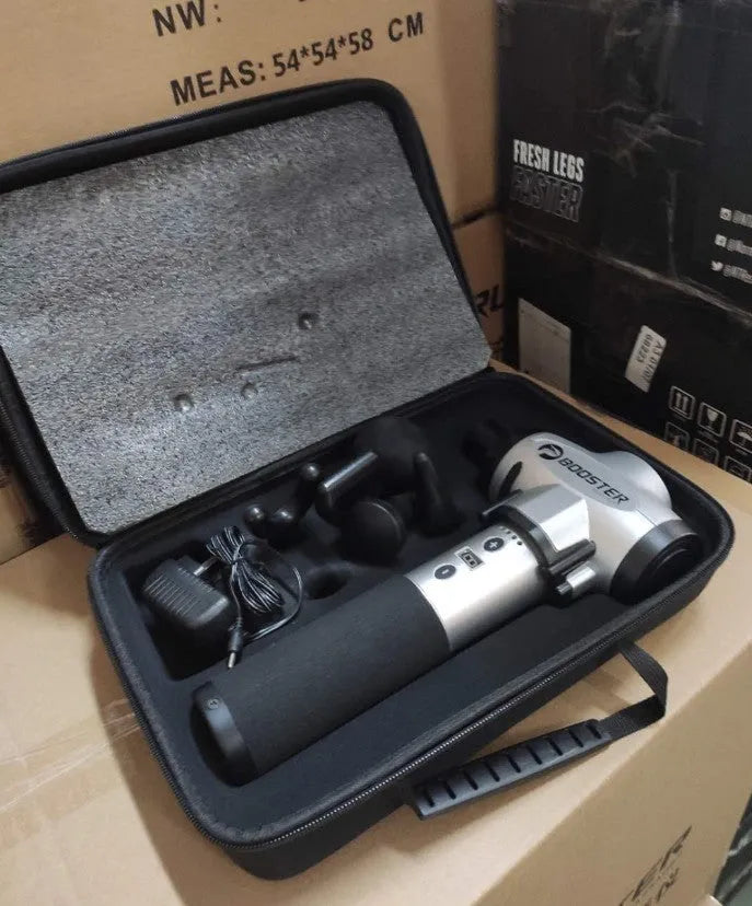 Black and white muscle relaxation massager with lithium battery and adjustable speed display