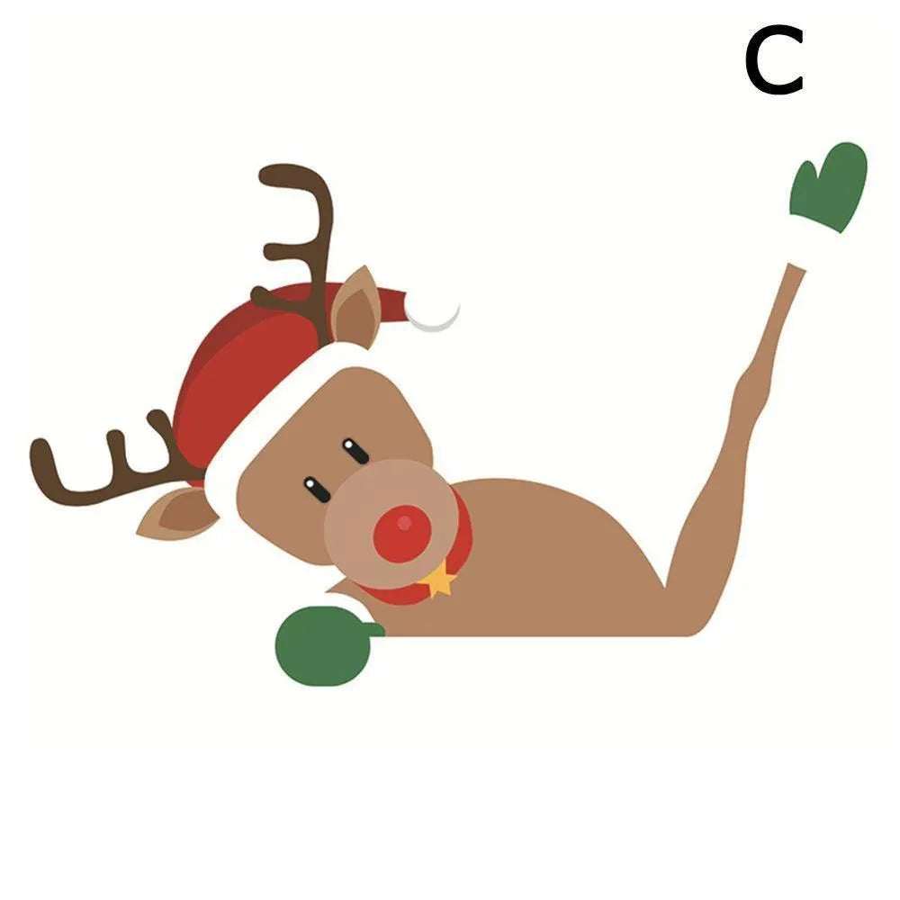Santa Wiper Car Sticker Without Straps – reusable waterproof Christmas car decal, 20x20cm, 30g, no glue residue